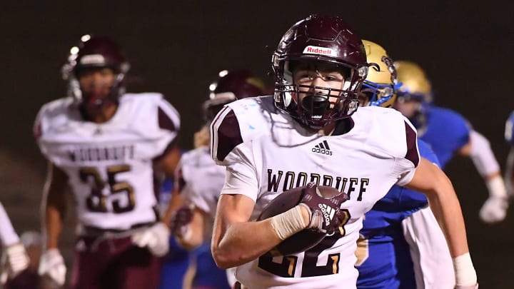 Broome played Woodruff in the first round of the SCHSL 3A state football playoffs. The game was played at Broome High School on Nov. 3, 2022. Woodruff's Micah Horton (22) WR/DB with the ball breaks down the field.