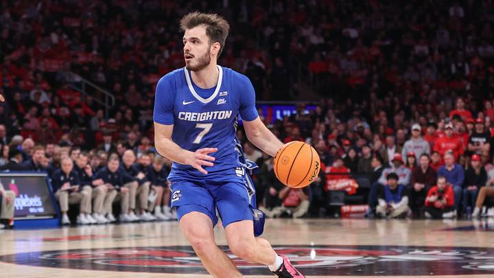 Feb 21, 2026; New York, New York, USA; Creighton Bluejays guard Fedor Zugic (7) at Madison Square Garden. Feb 21, 2026; New York, New York, USA; Creighton Bluejays guard Fedor Zugic (7) at Madison Square Garden.