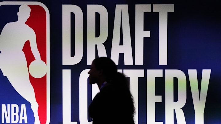 May 16, 2023; Chicago, IL, USA; A person at the 2023 NBA Draft Lottery at McCormick Place West. Mandatory Credit: David Banks-Imagn Images