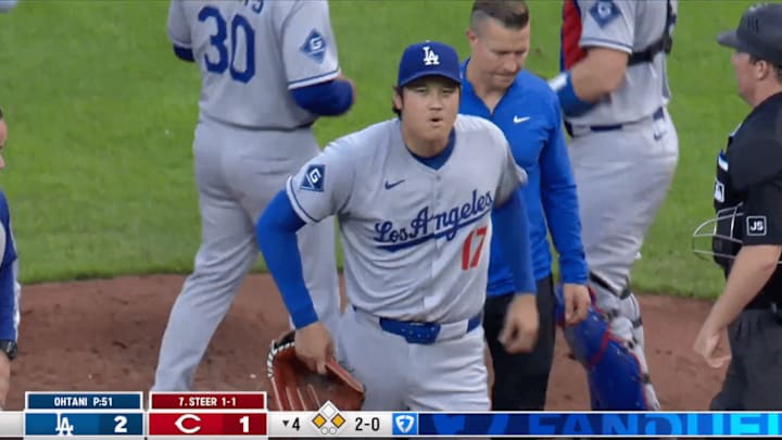Shohei Ohtani exited the mound in the middle of an at-bat during his start Wednesday