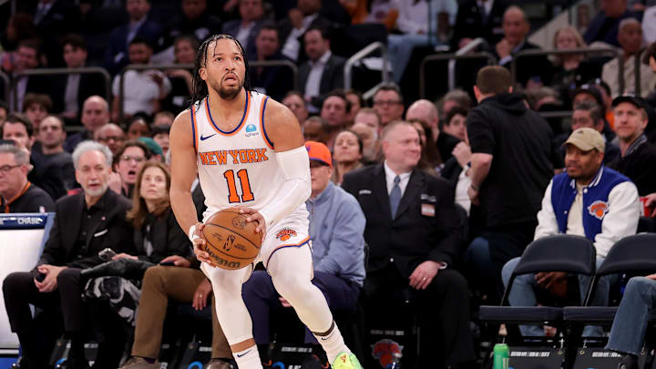 Mar 25, 2024; New York, New York, USA; New York Knicks guard Jalen Brunson (11) looks to shoot a three point shot against the Detroit Pistons during the second quarter at Madison Square Garden. Mandatory Credit: Brad Penner-Imagn Images Mar 25, 2024; New York, New York, USA; New York Knicks guard Jalen Brunson (11) looks to shoot a three point shot against the Detroit Pistons during the second quarter at Madison Square Garden. Mandatory Credit: Brad Penner-Imagn Images