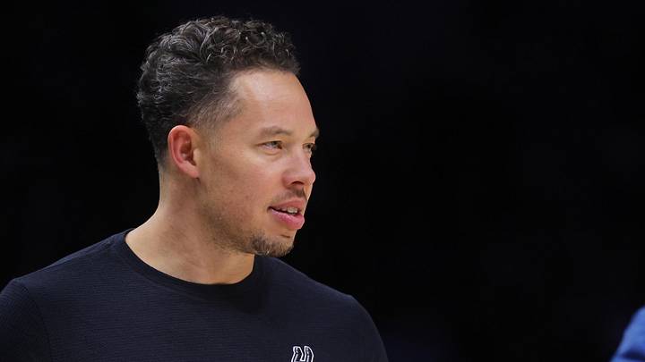 May 10, 2026; Minneapolis, Minnesota, USA; San Antonio Spurs head coach Mitch Johnson watches as his team plays the Minnesota Timberwolves in the third quarter of game four of the second round of the 2026 NBA Playoffs at Target Center. Mandatory Credit: Bruce Kluckhohn-Imagn Images