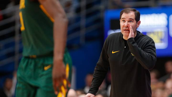 Baylor coach Scott Drew yells back at players in the second half of the game against Kansas Saturday, February 10, 2024 inside Allen Fieldhouse. Baylor coach Scott Drew yells back at players in the second half of the game against Kansas Saturday, February 10, 2024 inside Allen Fieldhouse.