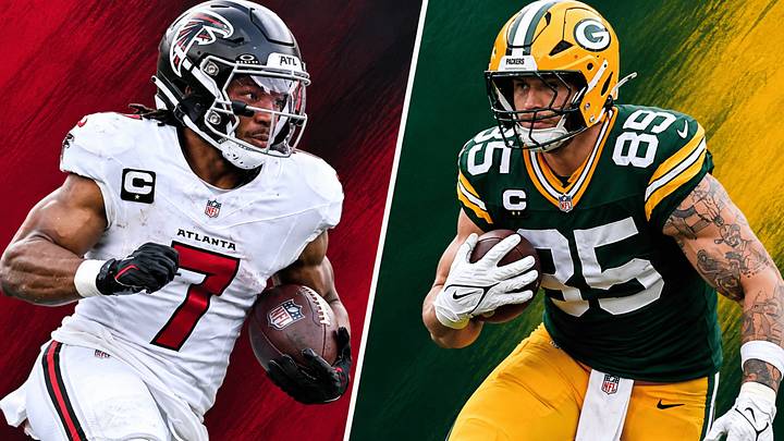 Falcons running back Bijan Robinson, Packers tight end Tucker Kraft