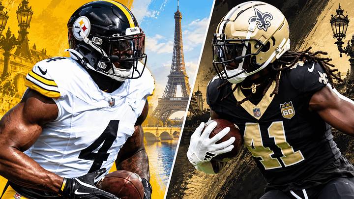 Pittsburgh Steelers WR DK Metcalf (L) and New Orleans Saints RB Alvin Kamara