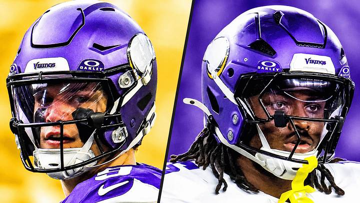 Minnesota Vikings QB J.J. McCarthy (L) and edge rusher Dallas Turner (R)