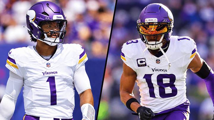 Minnesota Vikings QB Kyler Murray (L) and WR Justin Jefferson (R) Minnesota Vikings QB Kyler Murray (L) and WR Justin Jefferson (R)