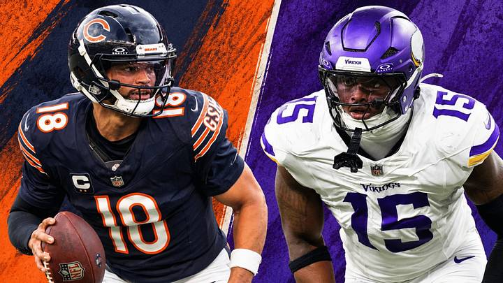 Chicago Bears QB Caleb Williams (L) and Minnesota Vikings edge rusher Dallas Turner (R) Chicago Bears QB Caleb Williams (L) and Minnesota Vikings edge rusher Dallas Turner (R)
