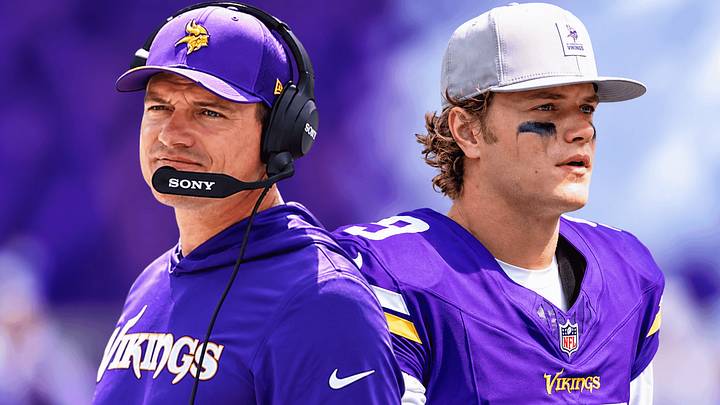 Minnesota Vikings head coach Kevin O'Connell (L) and New York Giants QB J.J. McCarthy (R) Minnesota Vikings head coach Kevin O'Connell (L) and New York Giants QB J.J. McCarthy (R)