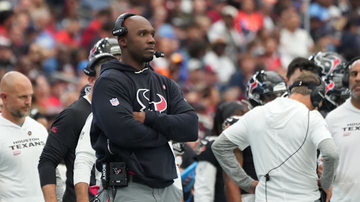 Nov 2, 2025; Houston, Texas, USA; Houston Texans head coach DeMeco Ryans during the second half against the Denver Broncos at NRG Stadium. Mandatory Credit: Sean Thomas-Imagn Images Nov 2, 2025; Houston, Texas, USA; Houston Texans head coach DeMeco Ryans during the second half against the Denver Broncos at NRG Stadium. Mandatory Credit: Sean Thomas-Imagn Images