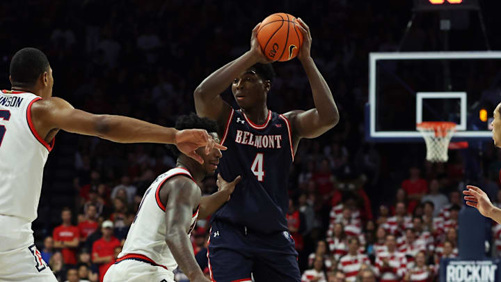 Nov 17, 2023; Tucson, Arizona, USA; Belmont Bruins forward Malik Dia (4) makes a pass agaisnt