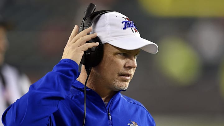 Sep 20, 2018; Philadelphia, PA, USA; Tulsa Golden Hurricane head coach Phillip Montgomery looks on from the side lines against the Temple Owls during the second half at Lincoln Financial Field. Mandatory Credit: Derik Hamilton-Imagn Images