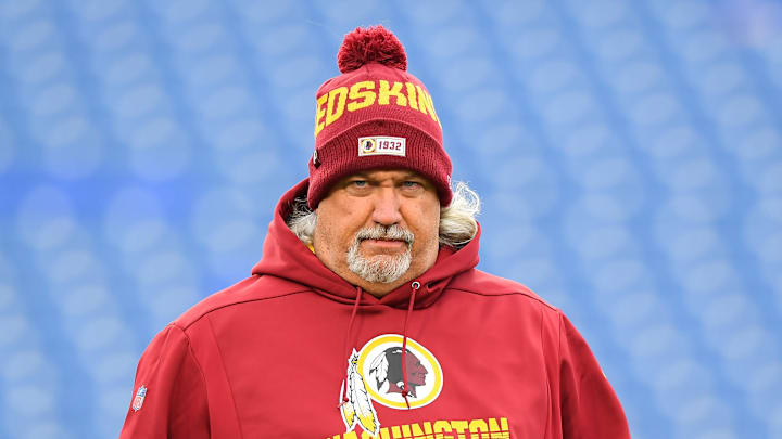 Nov 3, 2019; Orchard Park, NY, USA; Washington Redskins inside linebackers coach Rob Ryan walks on the field prior to the game against the Buffalo Bills at New Era Field. Mandatory Credit: Rich Barnes-Imagn Images