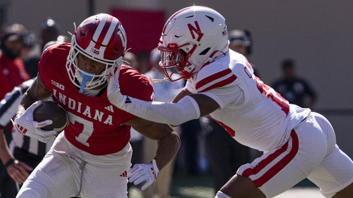 Indiana Hoosiers wide receiver E.J. Williams Jr. (7) runs after the catch against Nebraska at Memorial Stadium.