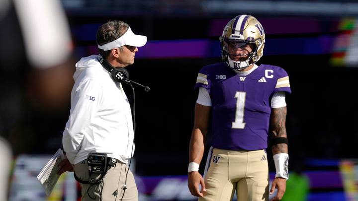 Demond Williams and Washington won their Week 1 rivalry game by two scores-- and dropped in the AP Poll. (Joe Nicholson-Imagn Images) Demond Williams and Washington won their Week 1 rivalry game by two scores-- and dropped in the AP Poll. (Joe Nicholson-Imagn Images)