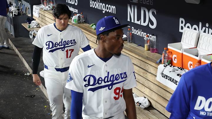 Oct 4, 2026; Los Angeles, California, USA; Los Angeles Dodgers pitcher Shohei Ohtani (17) and outfielder Josue De Paula (95) leave the dugout after losing game two of the NLDS for the 2026 MLB playoffs to the Atlanta Braves at Uniqlo Field at Dodger Stadium. Mandatory Credit: Kiyoshi Mio-Imagn Images Oct 4, 2026; Los Angeles, California, USA; Los Angeles Dodgers pitcher Shohei Ohtani (17) and outfielder Josue De Paula (95) leave the dugout after losing game two of the NLDS for the 2026 MLB playoffs to the Atlanta Braves at Uniqlo Field at Dodger Stadium. Mandatory Credit: Kiyoshi Mio-Imagn Images