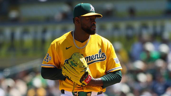 Apr 18, 2026; West Sacramento, California, USA; Athletics pitcher Luis Severino (40) looks on before delivering the pitch during the first inning against the Chicago White Sox at Sutter Health Park. Mandatory Credit: Scott Marshall-Imagn Images Apr 18, 2026; West Sacramento, California, USA; Athletics pitcher Luis Severino (40) looks on before delivering the pitch during the first inning against the Chicago White Sox at Sutter Health Park. Mandatory Credit: Scott Marshall-Imagn Images