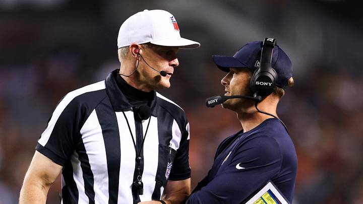 NFL referee Clay Martin, Chicago Bears head coach Ben Johnson NFL referee Clay Martin, Chicago Bears head coach Ben Johnson