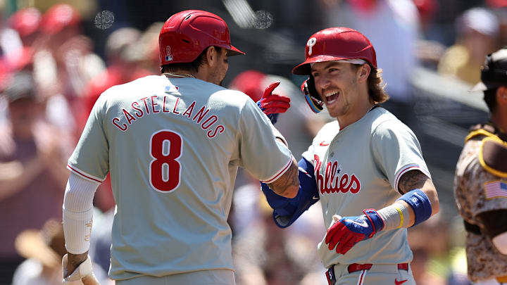 Philadelphia Phillies right fielder Nick Castellanos and second baseman Bryson Stott