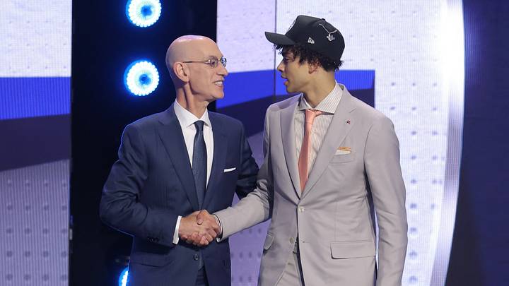 Keaton Wagler, Adam Silver, LA Clippers Keaton Wagler, Adam Silver, LA Clippers