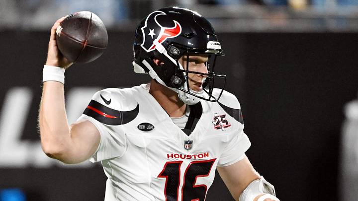 Aug 28, 2026; Charlotte, North Carolina, USA; Houston Texans quarterback Brett Rypien (16) passes the ball during the first half against the Carolina Panthers at Bank of America Stadium. Mandatory Credit: Bob Donnan-Imagn Images Aug 28, 2026; Charlotte, North Carolina, USA; Houston Texans quarterback Brett Rypien (16) passes the ball during the first half against the Carolina Panthers at Bank of America Stadium. Mandatory Credit: Bob Donnan-Imagn Images