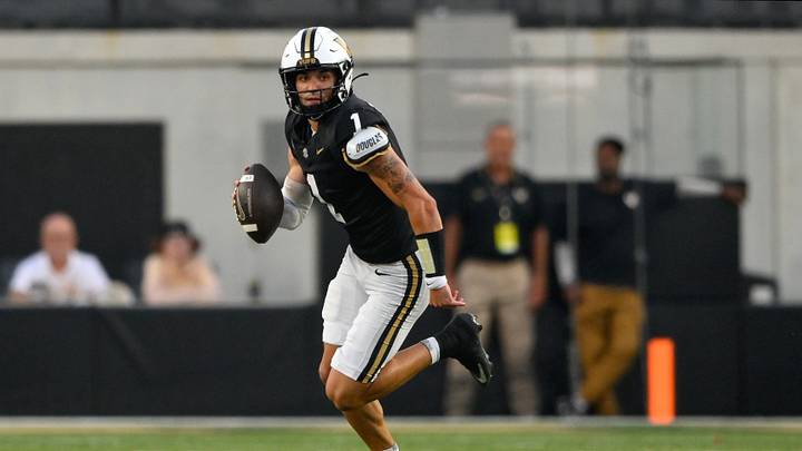 Sep 5, 2026; Nashville, Tennessee, USA; Vanderbilt Commodores quarterback Blaze Berlowitz (1) scrambles against the Austin Peay Governors during the first half at FirstBank Stadium. Mandatory Credit: Steve Roberts-Imagn Images Sep 5, 2026; Nashville, Tennessee, USA; Vanderbilt Commodores quarterback Blaze Berlowitz (1) scrambles against the Austin Peay Governors during the first half at FirstBank Stadium. Mandatory Credit: Steve Roberts-Imagn Images