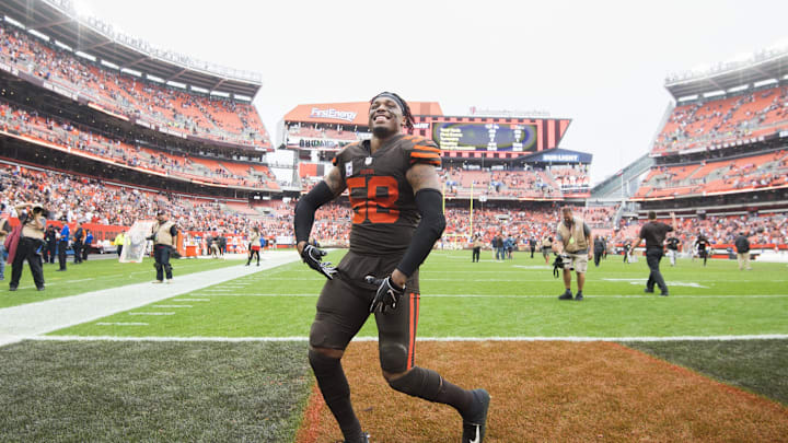 Oct 7, 2018; Cleveland, OH, USA; Cleveland Browns outside linebacker Christian Kirksey (58)