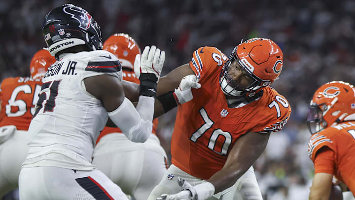 Bears tackle Braxton Jones sees a few ways th team can use the defeat by Green Bay via blocked kick as a source of inspiration. Bears tackle Braxton Jones sees a few ways th team can use the defeat by Green Bay via blocked kick as a source of inspiration.