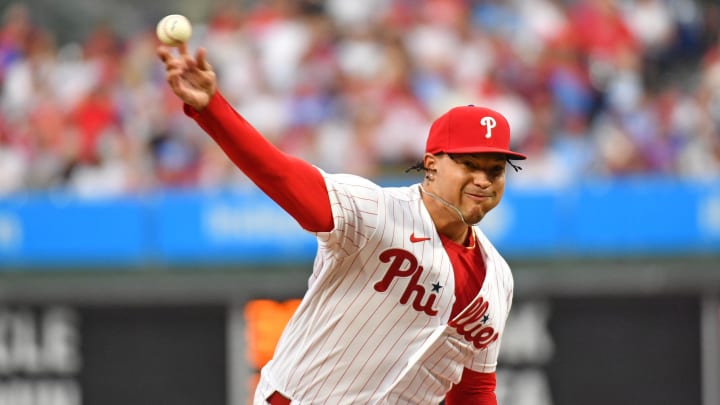 Aug 28, 2023; Philadelphia, Pennsylvania, USA;Philadelphia Phillies starting pitcher Taijuan Walker
