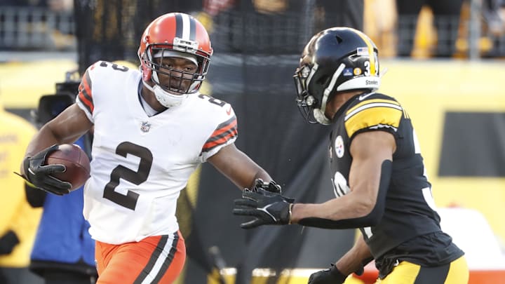 Jan 8, 2023; Pittsburgh, Pennsylvania, USA;  Cleveland Browns wide receiver Amari Cooper (2) runs