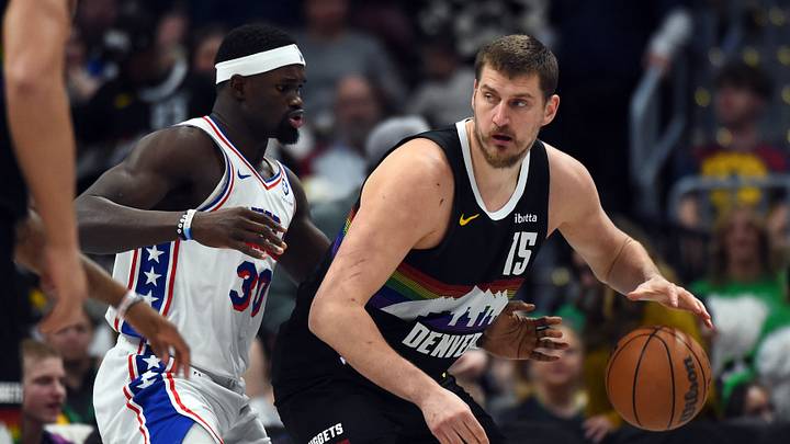Mar 17, 2026; Denver, Colorado, USA; Denver Nuggets center Nikola Jokic (15) works in the post against Philadelphia 76ers center Adem Bona (30) during the second half at Ball Arena. Mandatory Credit: Christopher Hanewinckel-Imagn Images Mar 17, 2026; Denver, Colorado, USA; Denver Nuggets center Nikola Jokic (15) works in the post against Philadelphia 76ers center Adem Bona (30) during the second half at Ball Arena. Mandatory Credit: Christopher Hanewinckel-Imagn Images