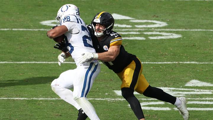 Oct 11, 2026; Pittsburgh, Pennsylvania, USA; \Indianapolis Colts running back Jonathan Taylor (28) is tackled by Pittsburgh Steelers linebacker Payton Wilson (41) in the third quarter at Acrisure Stadium. Mandatory Credit: Charles LeClaire-Imagn Images Oct 11, 2026; Pittsburgh, Pennsylvania, USA; \Indianapolis Colts running back Jonathan Taylor (28) is tackled by Pittsburgh Steelers linebacker Payton Wilson (41) in the third quarter at Acrisure Stadium. Mandatory Credit: Charles LeClaire-Imagn Images