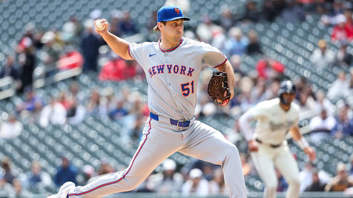 Apr 16, 2025; Minneapolis, Minnesota, USA; New York Mets relief pitcher Justin Hagenman (51) delivers a pitch against the Minnesota Twins during the second inning at Target Field. Mandatory Credit: Matt Krohn-Imagn Images Apr 16, 2025; Minneapolis, Minnesota, USA; New York Mets relief pitcher Justin Hagenman (51) delivers a pitch against the Minnesota Twins during the second inning at Target Field. Mandatory Credit: Matt Krohn-Imagn Images