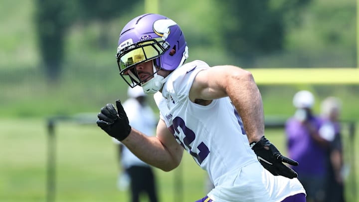 Jun 10, 2025; Minneapolis, MN, USA; Minnesota Vikings safety Harrison Smith (22) practices during minicamp at the Minnesota Vikings Training Facility. Mandatory Credit: Matt Krohn-Imagn Images