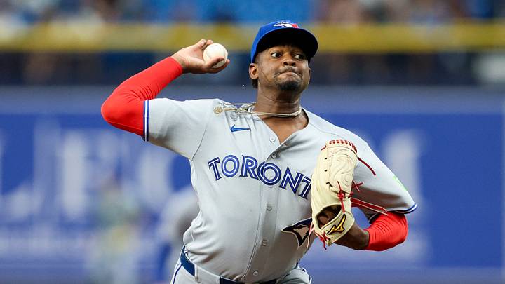 Toronto Blue Jays starting pitcher Jose Soriano (40). Mandatory Credit: Nathan Ray Seebeck-Imagn Images Toronto Blue Jays starting pitcher Jose Soriano (40). Mandatory Credit: Nathan Ray Seebeck-Imagn Images