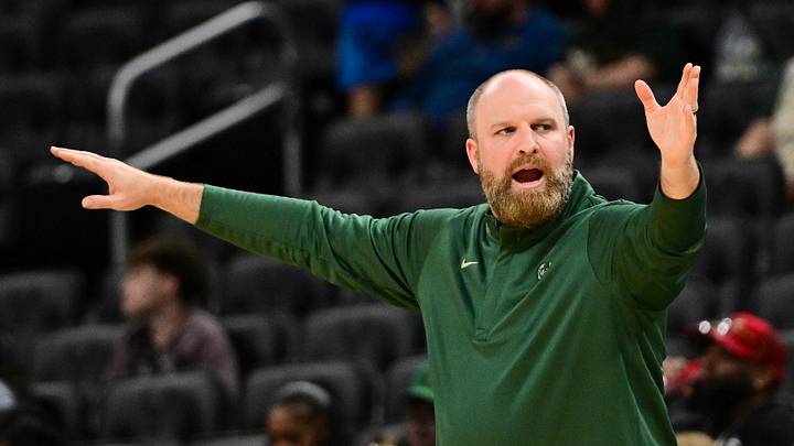 Oct 14, 2026; Milwaukee, Wisconsin, USA;  Milwaukee Bucks head coach Taylor Jenkins calls a play in the second quarter against the Chicago Bulls at Fiserv Forum.  Mandatory Credit: Benny Sieu-Imagn Images