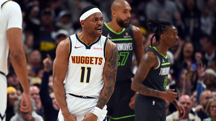 Apr 18, 2026; Denver, Colorado, USA; Denver Nuggets guard Bruce Brown (11) reacts after a basket and foul during the first half against the Minnesota Timberwolves in game one of the first round of the 2026 NBA Playoffs at Ball Arena. Mandatory Credit: Christopher Hanewinckel-Imagn Images Apr 18, 2026; Denver, Colorado, USA; Denver Nuggets guard Bruce Brown (11) reacts after a basket and foul during the first half against the Minnesota Timberwolves in game one of the first round of the 2026 NBA Playoffs at Ball Arena. Mandatory Credit: Christopher Hanewinckel-Imagn Images