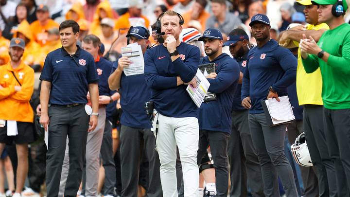 Oct 3, 2026; Knoxville, Tennessee, USA; Auburn Tigers head coach Alex Golesh during the second quarter against the Tennessee Volunteers at Neyland Stadium. Mandatory Credit: Randy Sartin-Imagn Images Oct 3, 2026; Knoxville, Tennessee, USA; Auburn Tigers head coach Alex Golesh during the second quarter against the Tennessee Volunteers at Neyland Stadium. Mandatory Credit: Randy Sartin-Imagn Images