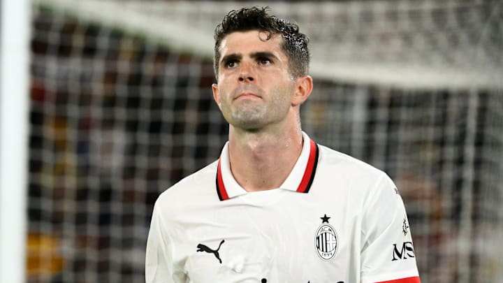 Christian Pulisic of AC Milan looks dejected during the...