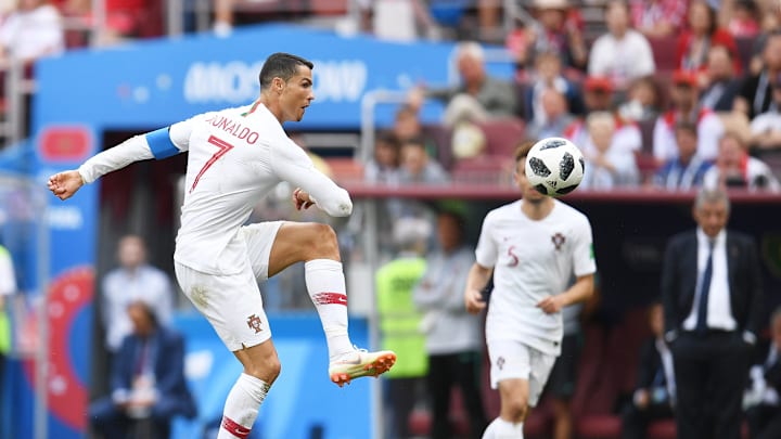 Jun 20, 2018; Moscow, Russia; Portugal forward Cristiano Ronaldo (7) in Group D play during the FIFA