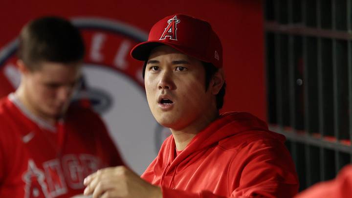 Sep 30, 2023; Anaheim, California, USA; Los Angeles Angels two-way player Shohei Ohtani (17) in the dugout during the game against the Oakland Athletics at Angel Stadium. Mandatory Credit: Kiyoshi Mio-Imagn Images Sep 30, 2023; Anaheim, California, USA; Los Angeles Angels two-way player Shohei Ohtani (17) in the dugout during the game against the Oakland Athletics at Angel Stadium. Mandatory Credit: Kiyoshi Mio-Imagn Images