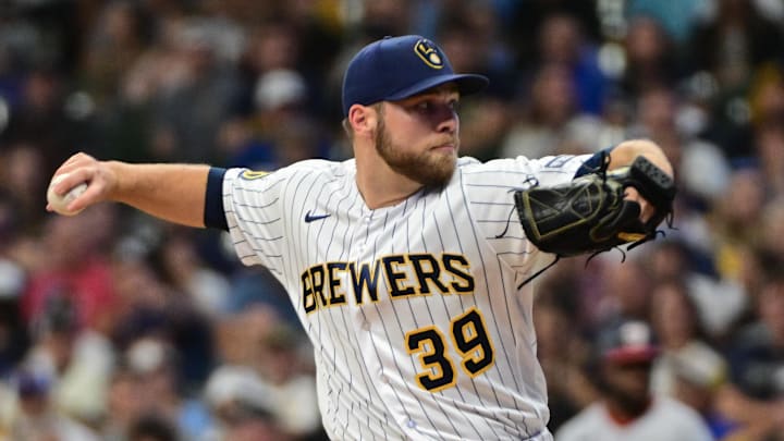 Sep 16, 2023; Milwaukee, Wisconsin, USA; Milwaukee Brewers pitcher Corbin Burnes (39) pitches