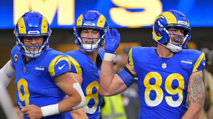 Jan 4, 2026; Inglewood, California, USA; Los Angeles Rams tight end Tyler Higbee (89) scores a touchdown against the Arizona Cardinals during the second half at SoFi Stadium. Mandatory Credit: Jayne Kamin-Oncea-Imagn Images Jan 4, 2026; Inglewood, California, USA; Los Angeles Rams tight end Tyler Higbee (89) scores a touchdown against the Arizona Cardinals during the second half at SoFi Stadium. Mandatory Credit: Jayne Kamin-Oncea-Imagn Images