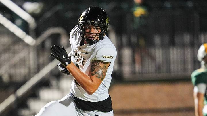 Boyle County High School's Seneca Driver (5) had four touchdowns in the Rebels’ 42-13 rout of host St. X during KHSAA football at Brother Thomas More Page Stadium in Louisville, Kentucky. Oct. 2, 2026 Boyle County High School's Seneca Driver (5) had four touchdowns in the Rebels’ 42-13 rout of host St. X during KHSAA football at Brother Thomas More Page Stadium in Louisville, Kentucky. Oct. 2, 2026