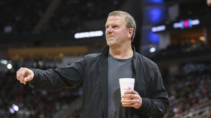 Nov 27, 2019; Houston, TX, USA; Houston Rockets owner Tilman Fertitta walks off the court during the game against the Miami Heat at Toyota Center. Mandatory Credit: Troy Taormina-Imagn Images