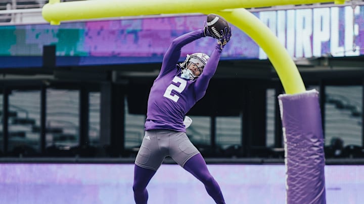 Caleb Presley shows off his athleticism in UW practice. Caleb Presley shows off his athleticism in UW practice.