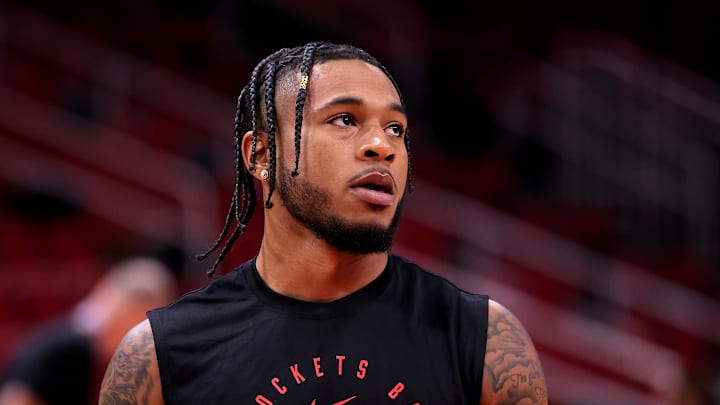Oct 15, 2024; Houston, Texas, USA; Houston Rockets guard Cam Whitmore (7) prior to the game against the New Orleans Pelicans at Toyota Center. Mandatory Credit: Erik Williams-Imagn Images
Oct 15, 2024; Houston, Texas, USA; Houston Rockets guard Cam Whitmore (7) prior to the game against the New Orleans Pelicans at Toyota Center. Mandatory Credit: Erik Williams-Imagn Images
