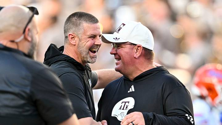 Oct 11, 2025; College Station, Texas, USA; Florida Gators head coach Billy Napier, left, and Texas A&M Aggies head coach Mike Elko, right, greet prior to the game at Kyle Field. Mandatory Credit: Maria Lysaker-Imagn Images Oct 11, 2025; College Station, Texas, USA; Florida Gators head coach Billy Napier, left, and Texas A&M Aggies head coach Mike Elko, right, greet prior to the game at Kyle Field. Mandatory Credit: Maria Lysaker-Imagn Images
