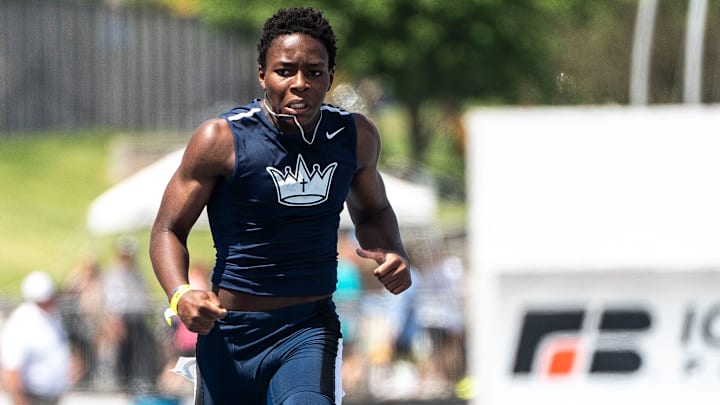 Edwin Gangba of Iowa City Regina is one of the top sprinters back in the state.