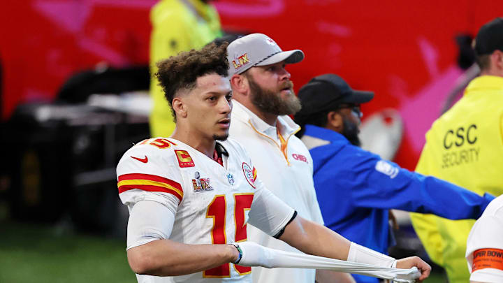 Feb 9, 2025; New Orleans, LA, USA; Kansas City Chiefs quarterback Patrick Mahomes (15) walks off the field after losing against the Philadelphia Eagles in Super Bowl LIX at Caesars Superdome. Mandatory Credit: Bill Streicher-Imagn Images Feb 9, 2025; New Orleans, LA, USA; Kansas City Chiefs quarterback Patrick Mahomes (15) walks off the field after losing against the Philadelphia Eagles in Super Bowl LIX at Caesars Superdome. Mandatory Credit: Bill Streicher-Imagn Images